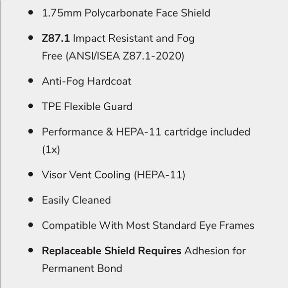 VINTA RS-1 face shield with HEPA 11 filters - Picture 6 of 6